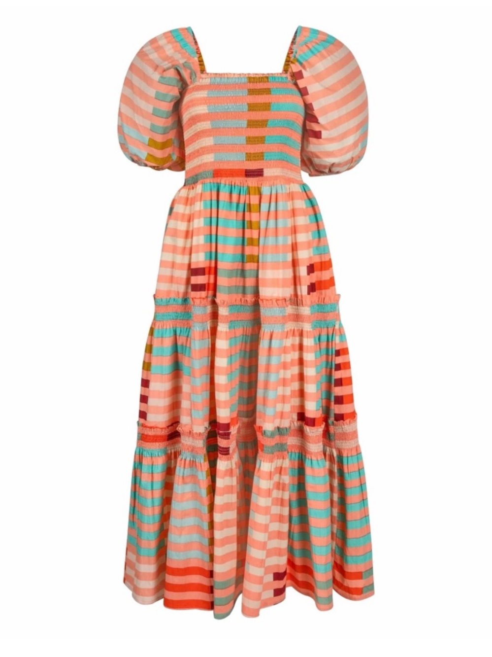 Sunshine Tienda Apricot Colorful Striped Toula Dress NWT